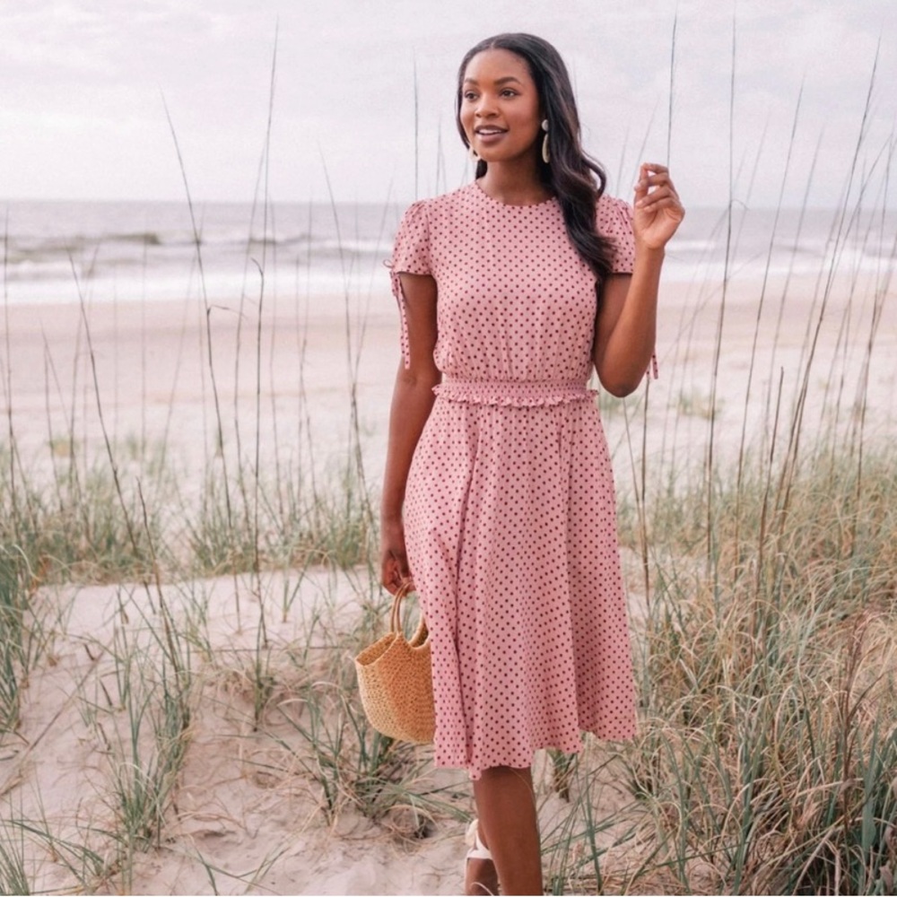 Gal Meets Glam Corrine Pink Polka Dot Dress Women's Size 4 Petite